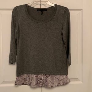 🌷WHBM Popover Gray Sweater with Shirt Tail Look Croc Print XS